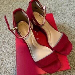 Kelly & Katie Red Suede Heels